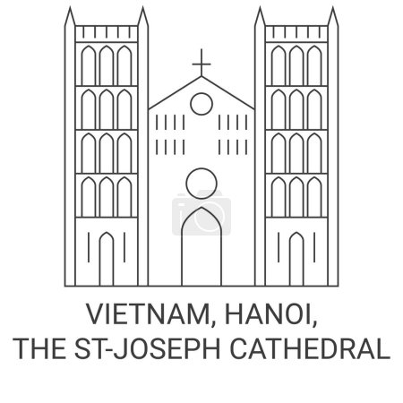 Ilustración de Vietnam, Hanoi, La Catedral de San Juan recorrido hito línea vector ilustración - Imagen libre de derechos