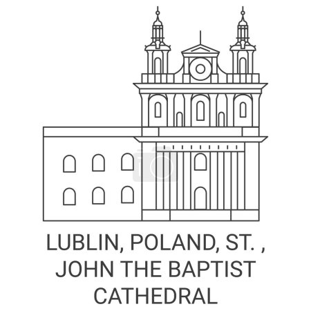Téléchargez les illustrations : Pologne, Lublin, St., John L'illustration vectorielle de ligne de voyage de la cathédrale Baptiste - en licence libre de droit