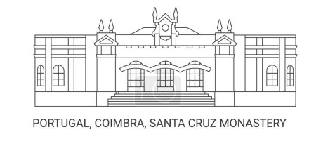 Ilustración de Portugal, Coimbra, Monasterio de Santa Cruz, ilustración del vector de línea de referencia de viaje - Imagen libre de derechos