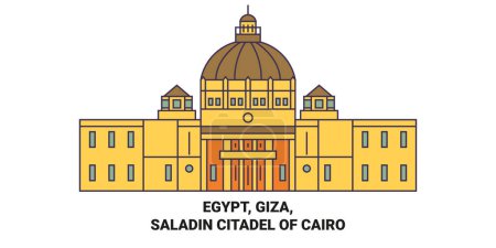 Ilustración de Egipto, Giza, Saladino Ciudadela de El Cairo recorrido hito línea vector ilustración - Imagen libre de derechos