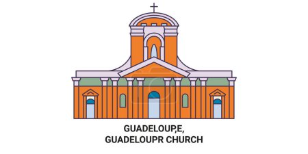 Ilustración de Guadalupe, E, Guadalupe Iglesia viaje hito línea vector ilustración - Imagen libre de derechos