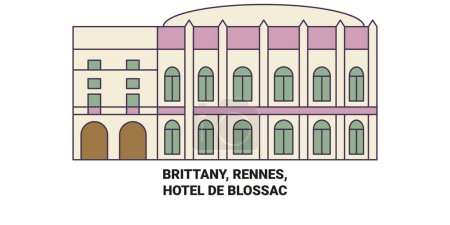 Téléchargez les illustrations : France, Rennes, Hotel De Blossac illustration vectorielle de ligne de voyage - en licence libre de droit