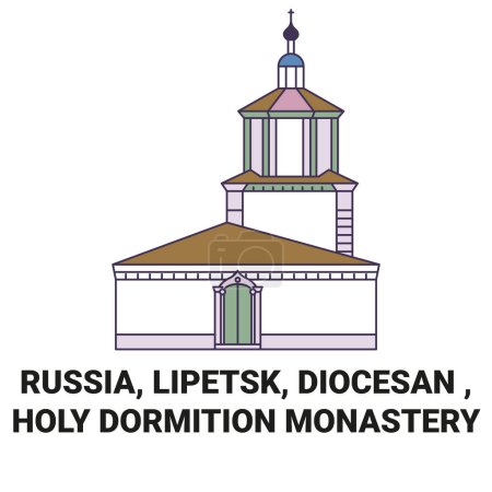 Illustration for Russia, Lipetsk, Diocesan , Holy Dormition Monastery travel landmark line vector illustration - Royalty Free Image