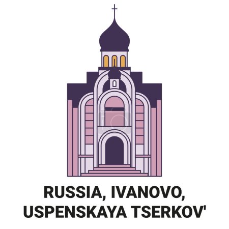 Illustration for Russia, Ivanovo, Uspenskaya Tserkov travel landmark line vector illustration - Royalty Free Image