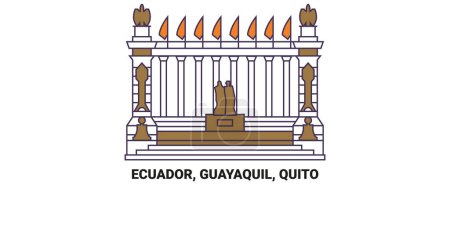 Illustration for Ecuador, Guayaquil, Quito, Malecn 000 travel landmark line vector illustration - Royalty Free Image