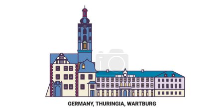Illustration for Germany, Thuringia, Wartburg travel landmark line vector illustration - Royalty Free Image