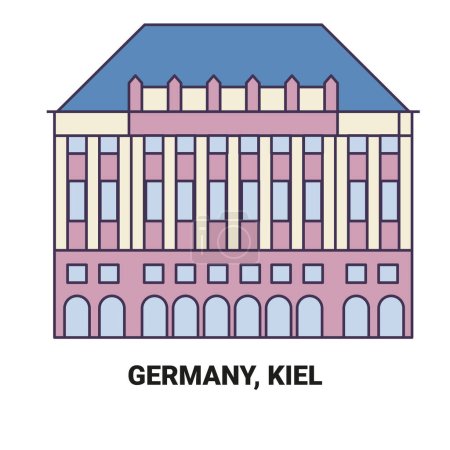 Téléchargez les illustrations : Allemagne, Illustration vectorielle de ligne historique de voyage de Kiel - en licence libre de droit