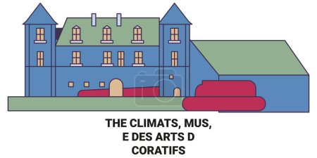 Illustration for France, The Climats, Museum Des Arts Dcoratifs travel landmark line vector illustration - Royalty Free Image