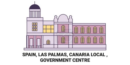 Illustration for Spain, Las Palmas, Canaria Local , Government Centre travel landmark line vector illustration - Royalty Free Image