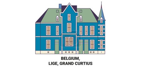 Illustration for Belgium, Lige, Grand Curtius travel landmark line vector illustration - Royalty Free Image
