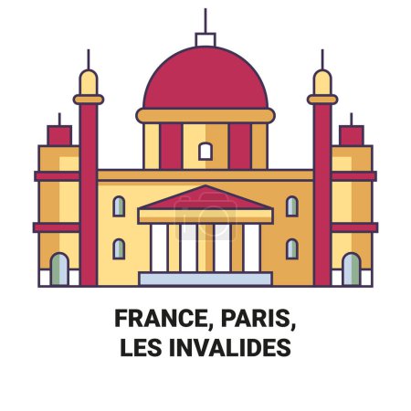 Illustration for France, Paris, Les Invalides travel landmark line vector illustration - Royalty Free Image