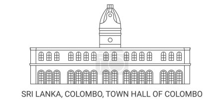Illustration for Sri Lanka, Colombo, Town Hall Of Colombo, travel landmark line vector illustration - Royalty Free Image