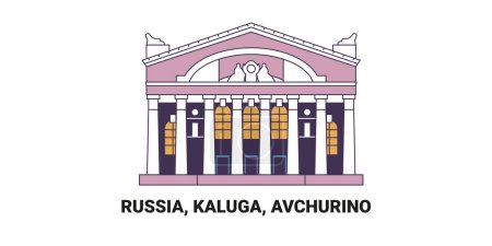 Illustration for Russia, Kaluga, Avchurino, travel landmark line vector illustration - Royalty Free Image