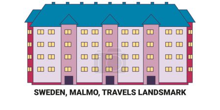 Ilustración de Suecia, Malmo, Viajes Lugares de interés de viaje hito línea vector ilustración - Imagen libre de derechos