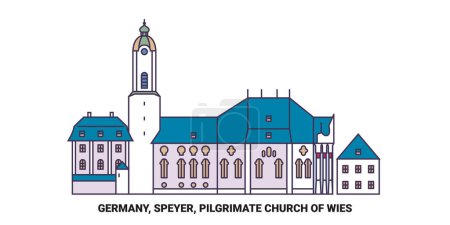 Ilustración de Alemania, Espira, Iglesia Peregrina de Wies viaje hito línea vector ilustración - Imagen libre de derechos