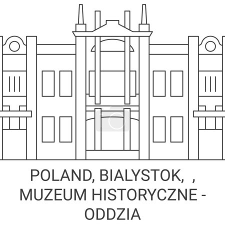 Téléchargez les illustrations : Pologne, Bialystok, Muzeum Historyczne Oddzia Muzeum Podlaskiego Travel illustration vectorielle de ligne de repère - en licence libre de droit
