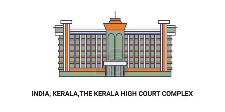 Illustration pour Inde, Kerala, Le complexe de la Haute Cour du Kerala, illustration vectorielle de ligne de repère Voyage - image libre de droit