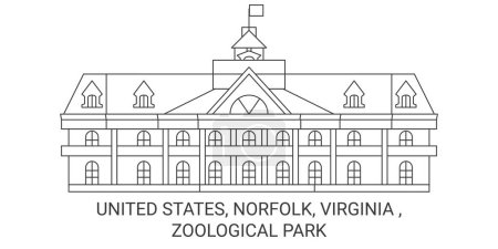 Illustration for United States, Norfolk, Virginia , Zoological Park travel landmark line vector illustration - Royalty Free Image