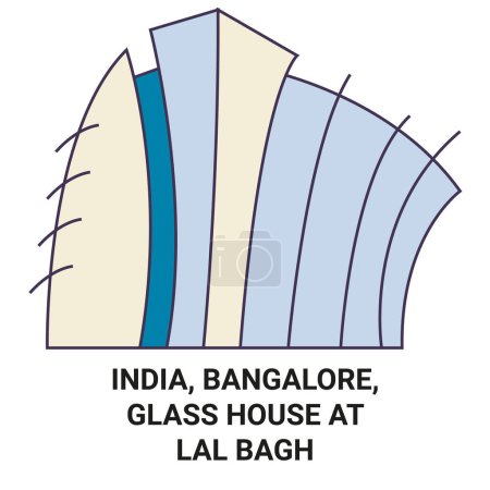 Illustration for India, Bangalore, Glass House At Lal Bagh travel landmark line vector illustration - Royalty Free Image