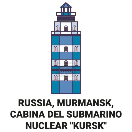 Illustration for Russia, Murmansk, Cabina Del Submarino Nuclear Kursk travel landmark line vector illustration - Royalty Free Image