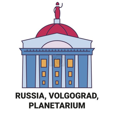 Ilustración de Rusia, Volgogrado, Planetario viaje hito línea vector ilustración - Imagen libre de derechos