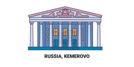 Illustration for Russia, Kemerovo, travel landmark line vector illustration - Royalty Free Image