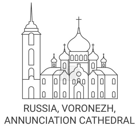 Ilustración de Rusia, Voronezh, Catedral de la Anunciación recorrido hito línea vector ilustración - Imagen libre de derechos