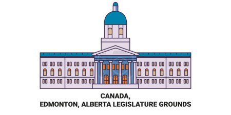 Ilustración de Canadá, Edmonton, Alberta Legislatura Terrenos recorrido hito línea vector ilustración - Imagen libre de derechos