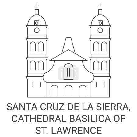 Illustration for Bolivia, Santa Cruz De La Sierra, Cathedral Basilica Of St. Lawrence travel landmark line vector illustration - Royalty Free Image