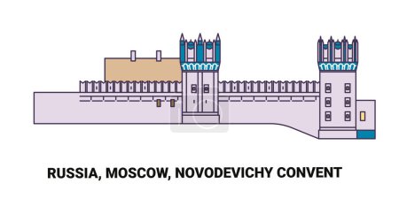 Illustration for Russia, Moscow, Novodevichy Convent travel landmark line vector illustration - Royalty Free Image
