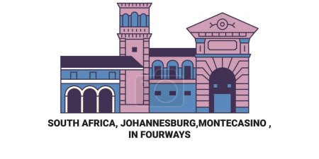 Ilustración de Sudáfrica, Johannesburgo, Montecasino, En Fourways viaje hito línea vector ilustración - Imagen libre de derechos
