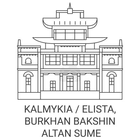 Téléchargez les illustrations : Russie, Kalmykia Elista, Burkhan Bakshin Altan Sume voyages point de repère vectoriel illustration - en licence libre de droit