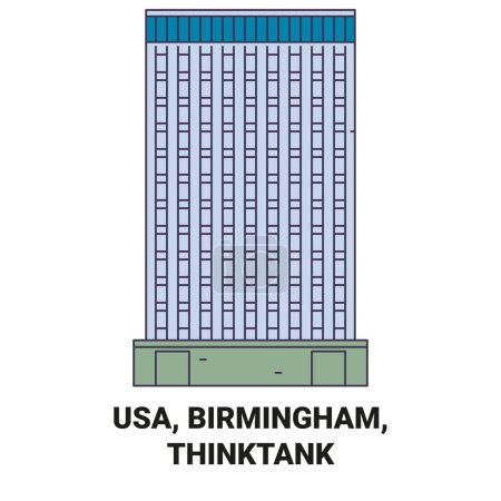 Illustration for Usa, Birmingham, Thinktank travel landmark line vector illustration - Royalty Free Image