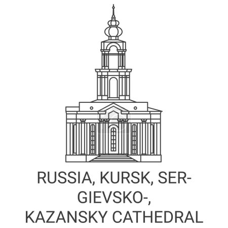 Téléchargez les illustrations : Russie, Koursk, Sergievsko, Kazansky Cathédrale Voyage illustration vectorielle ligne historique - en licence libre de droit
