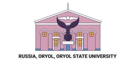Illustration for Russia, Oryol, Oryol State University travel landmark line vector illustration - Royalty Free Image