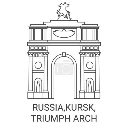 Illustration for Russia,Kursk, Triumph Arch travel landmark line vector illustration - Royalty Free Image
