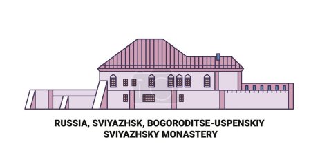 Ilustración de Rusia, Sviyazhsk, Bogoroditseuspenskiy viaje hito línea vector ilustración - Imagen libre de derechos