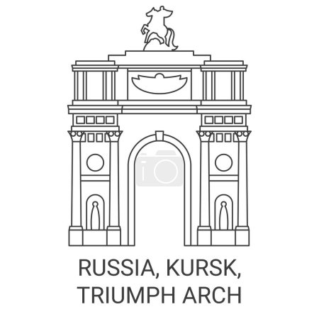Illustration for Russia, Kursk, Triumph Arch travel landmark line vector illustration - Royalty Free Image