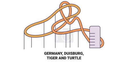 Téléchargez les illustrations : Illustration vectorielle de ligne de voyage Allemagne, Duisbourg, Tigre et Tortue - en licence libre de droit