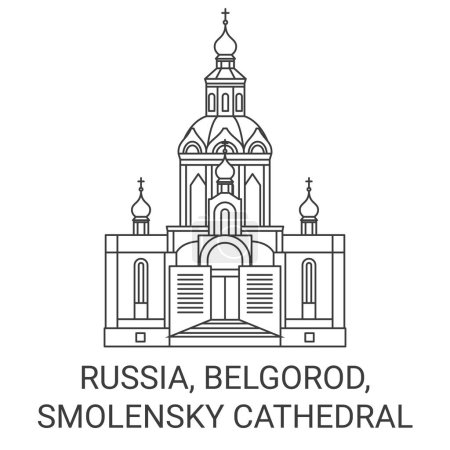 Illustration for Russia, Belgorod, Smolensky Cathedral travel landmark line vector illustration - Royalty Free Image