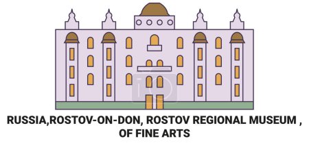 Ilustración de Rusia, Rostovondon, Museo Regional de Rostov, De Bellas Artes viaje hito línea vector ilustración - Imagen libre de derechos