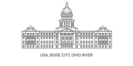 Illustration for Usa, Boise City, Ohio River, travel landmark line vector illustration - Royalty Free Image