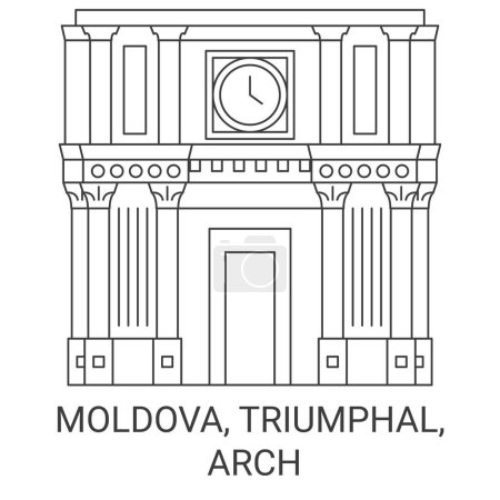 Illustration for Moldova, Triumphal, Arch travel landmark line vector illustration - Royalty Free Image