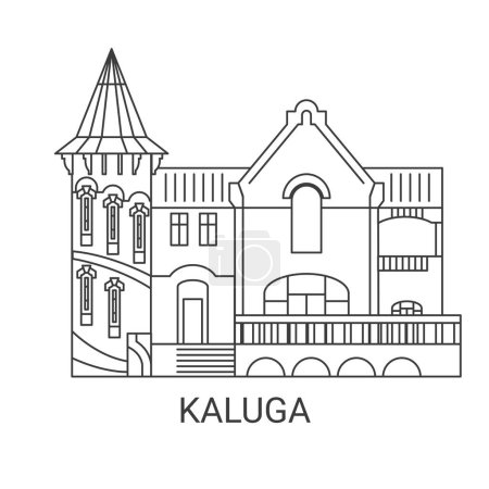 Illustration for Russia, Kaluga travel landmark line vector illustration - Royalty Free Image
