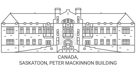 Illustration for Canada, Saskatoon, Peter Mackinnon Building travel landmark line vector illustration - Royalty Free Image