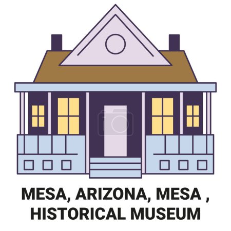 Illustration for United States, Mesa, Arizona, Mesa , Historical Museum travel landmark line vector illustration - Royalty Free Image