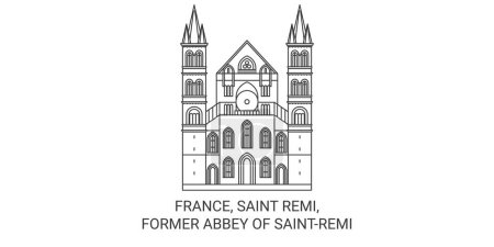 Illustration for France, Saint Remi, Former Abbey Of Saintremi travel landmark line vector illustration - Royalty Free Image
