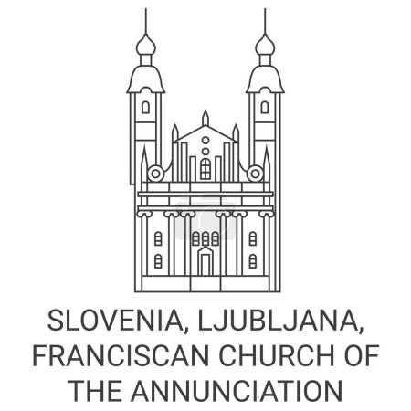 Illustration for Slovenia, Ljubljana, Franciscan Church Of The Annunciation travel landmark line vector illustration - Royalty Free Image