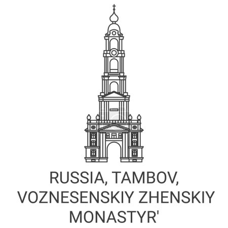 Illustration for Russia, Tambov, Voznesenskiy Zhenskiy Monastyr travel landmark line vector illustration - Royalty Free Image