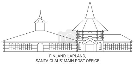 Illustration for Finland, Lapland, Santa Claus Main Post Office travel landmark line vector illustration - Royalty Free Image